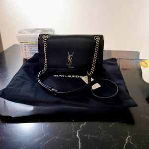 YSL Saint Laurent Black Leather Chain Shoulder Bag